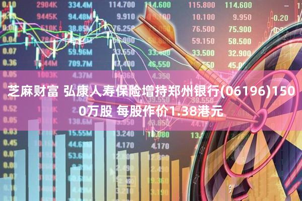 芝麻财富 弘康人寿保险增持郑州银行(06196)1500万股 每股作价1.38港元